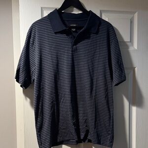 Men's Striped Polo Shirt in Navy Blue